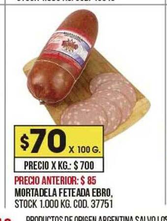 Coto Mortadela Feteada Ebro oferta