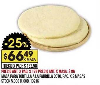 Coto Masa Para Tortilla A La Parrilla Coto oferta