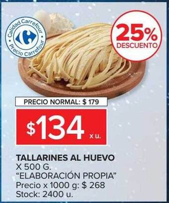 Carrefour Tallarines Al Huevo oferta