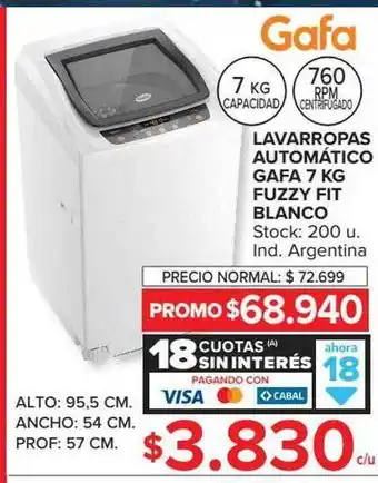 Carrefour Lavarropas Automático Gafa 7 Kg Fuzzy Fit Blanco oferta
