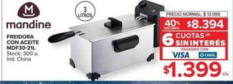 Carrefour Mandina Freidora Con Aceite Mdf30-21l oferta