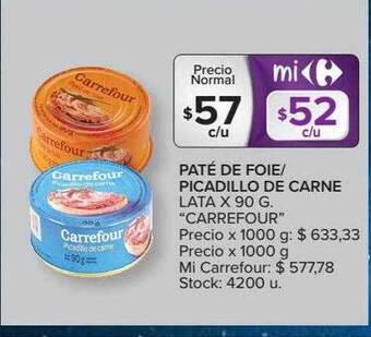 Carrefour Paté De Foie Picadillo De Carne oferta