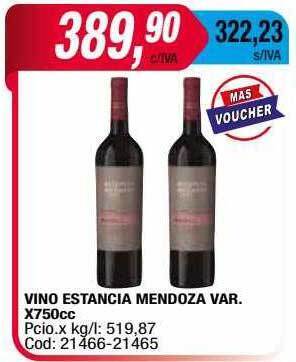 Maxiconsumo Vino Estancia Mendoza Var oferta