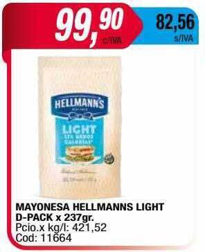Maxiconsumo Mayonesa Hellmanns Light D-pack oferta