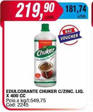 Maxiconsumo Edulcorante Chuker C Zinc Liq oferta