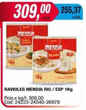 Maxiconsumo Ravioles Mendia Ric Esp oferta