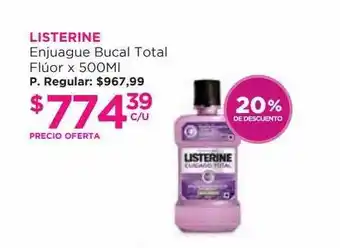 Punto de Salud Listerine Enjuague Bucal Total Flúor 20% De Descuento oferta