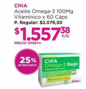 Punto de Salud Chia Aceite Omega-3 100mg Vitamínico 25% De Descuento oferta