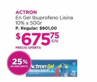 Punto de Salud Actron En Gel Ibuprofeno Lisina 10% 25% De Descuento oferta