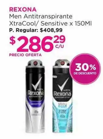 Punto de Salud Rexona Antitranspirante Xtracool Sensitive 30% De Descuento oferta