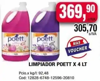 Maxiconsumo Poett Limpiador x 4 lt. oferta
