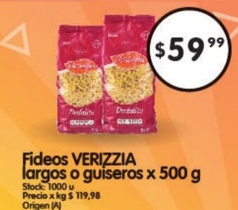 Supermercados Buenos Días Verizzia Fideos Largos o Guiseros x 500 g oferta