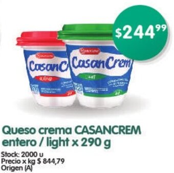 Supermercados Buenos Días Casancrem Queso Crema Entero / Light x 290 g oferta