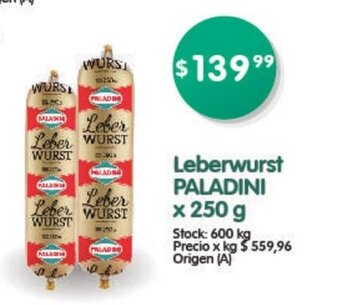 Supermercados Buenos Días Paladini Leberwurst x 250 g oferta
