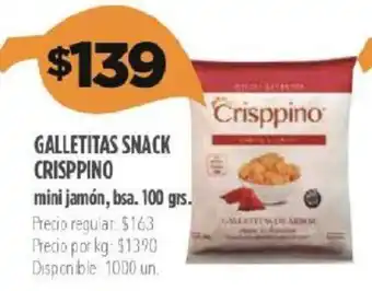 Supermercados Vea Crisppino Galletitas Snack Mini Jamón 100 grs oferta