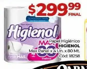 Diarco Papel higiénico higienol 4un x 80mt oferta