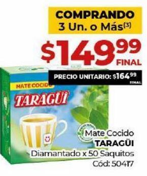 Diarco Mate cocido taraguí x 50 saquitos oferta
