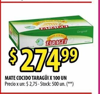 Punto Mayorista Mate cocido taragüi x 100 un oferta