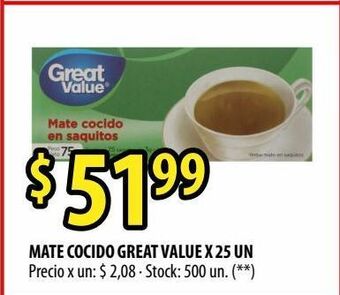 Punto Mayorista Mate cocido great value x 25 un oferta
