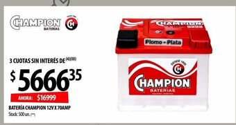 Punto Mayorista Batería champion 12v x 70amp oferta