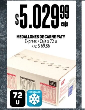Makro Medallones De Carne Paty Express Caja x 72 u oferta