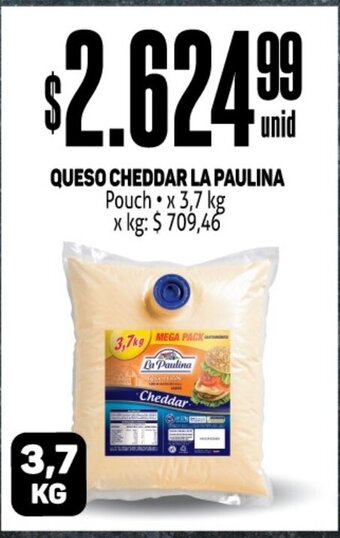 Makro Queso Cheddar La Paulina Pouch x 3,7kg oferta
