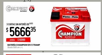 Changomas Batería champion 12v x 70amp oferta