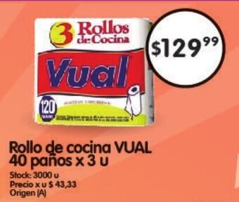 Supermercados Buenos Días Vual Rollo de cocina 40 paños x 3 u oferta