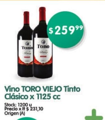 Supermercados Buenos Días Vino Toro Viejo Tinto Clásico x 1125 cc oferta