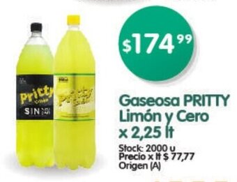 Supermercados Buenos Días Pritty Gaseosa Limón y Cero x 2,25 lt oferta