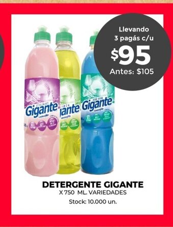 Supermercados Tadicor Detergente Gigante x 750 ml Variedades oferta