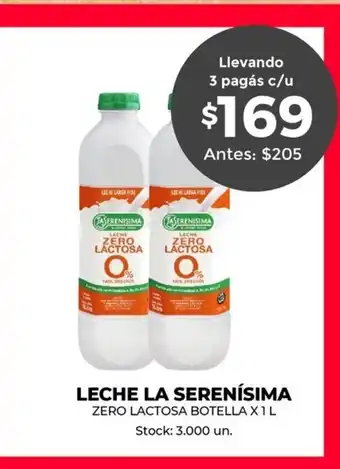 Supermercados Tadicor Leche La Serenísima Zero Lactosa Botella x 1 L oferta