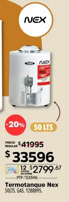 Easy Termotanque Nex 50Lts. Gas 1288895 oferta
