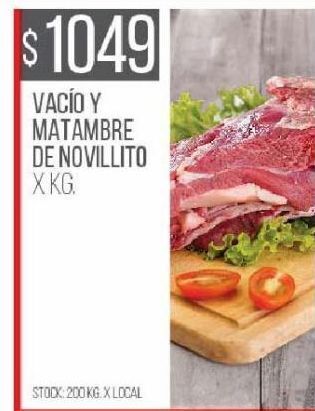 Disco Vacío y matambre de novillito x kg oferta