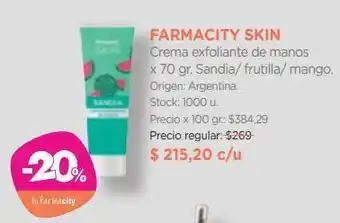 Farmacity Crema exfoliante de manos farmacity skin sandía x 70 g oferta