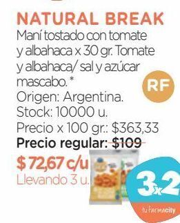Farmacity Maní tostado natural break con tomate y albahaca x 30 g oferta