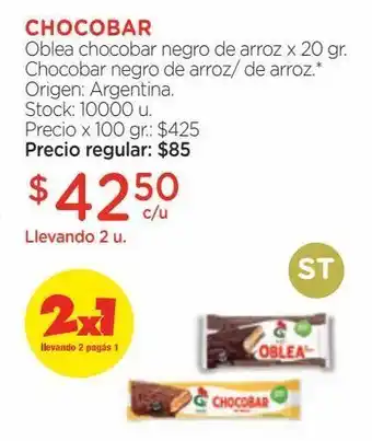 Farmacity Oblea chocobar negro de arroz x 20 gr oferta