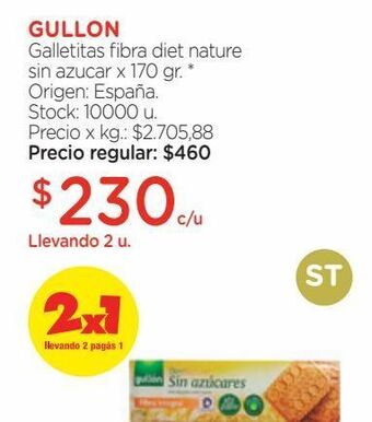 Farmacity Galletitas gullón fibra diet nature sin azúcar x 170 g oferta