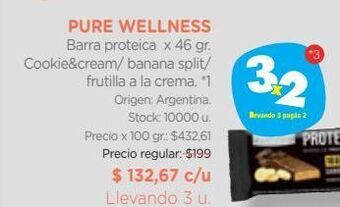 Farmacity Barra protéica pure wellness cookies & cream x 46 g oferta