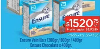 Farmacity Suplemento nutricional ensure en polvo de vainilla x 400 g oferta