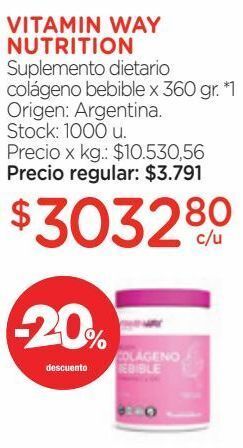 Farmacity Suplemento dietario vitamin way colágeno bebible x 360 g oferta