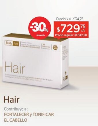 Farmacity Suplemento dietario suplemento dietario fortalecedor y tonificador de cabello x 30 un oferta