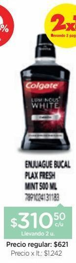 Farmacity Enjuague bucal luminous white carbon x 500 ml oferta