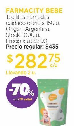 Farmacity Toallitas húmedas farmacity bebé cuidado clásico x 150 un oferta