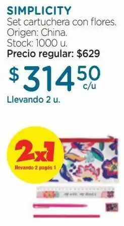 Farmacity Set cartuchera simplicity flores oferta