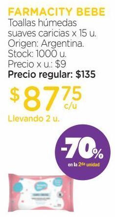 Farmacity Toallas húmedas farmacity bebé suaves caricias cross x 15 un oferta