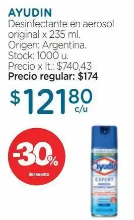 Farmacity Aerosol desinfectante ayudin expert original x 235 ml oferta