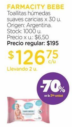 Farmacity Toallas húmedas farmacity bebé suaves caricias cross x 30 un oferta