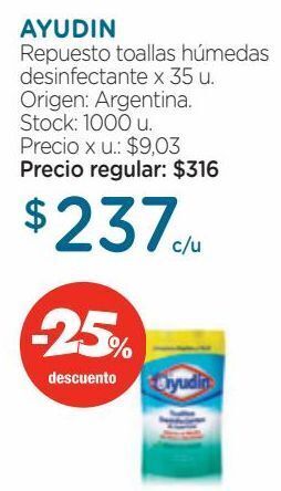 Farmacity Toallitas desinfectantes ayudín fresco doypack x 35 un oferta