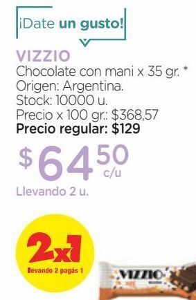 Farmacity Chocolate con maní vizzio x 35 g oferta
